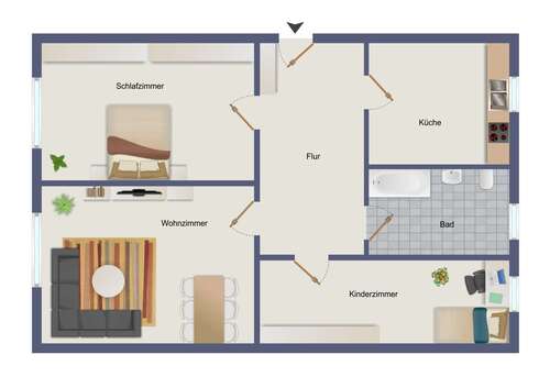 Foto - Wohnung zum Mieten in Blankenhagen 480,00 € 60 m²