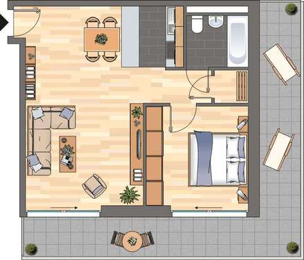 Foto - Wohnung zum Mieten in Ludwigshafen am Rhein 539,00 € 62.19 m²