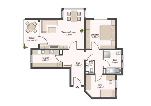 Foto - Wohnung zum Kaufen in Backnang 268.000,00 € 80 m²