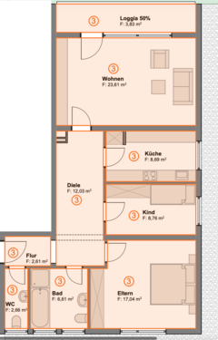 Foto - Wohnung zum Mieten in Alzey 1.080,00 € 89 m²