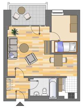 Foto - Wohnung zum Mieten in Düsseldorf 549,00 € 40.78 m²