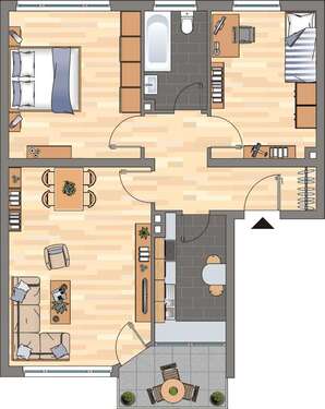Foto - Wohnung zum Mieten in Düsseldorf 829,00 € 66.31 m²