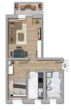 Foto - Wohnung zum Mieten in Merseburg 310,00 € 44.24 m²