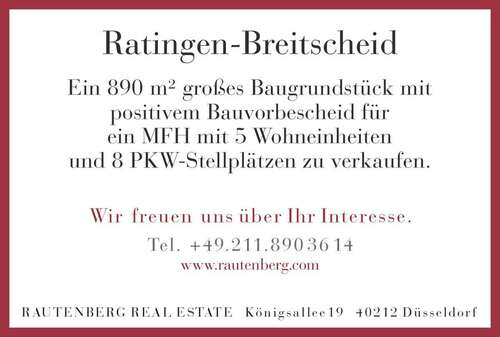 Foto - Grundstück zu verkaufen in Ratingen 495.000,00 € 890 m²