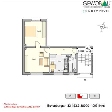 Foto - Wohnung zum Mieten in Essen 381,00 € 54.83 m²