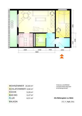 Foto - Wohnung zum Mieten in Leipzig 468,54 € 49.32 m²