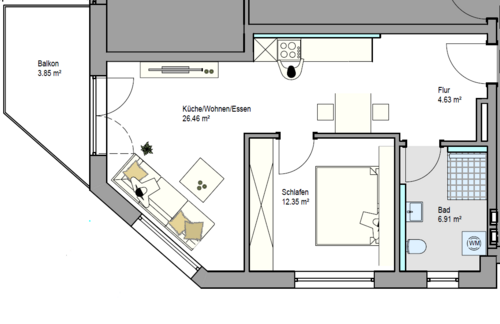 Foto - Wohnung zum Kaufen in Friedrichshafen 377.800,00 € 52.84 m²