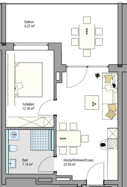 Foto - Wohnung zum Kaufen in Friedrichshafen 357.300,00 € 49.97 m²