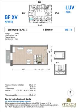 Foto - Wohnung zum Kaufen in Kiel 257.212,00 € 45.13 m²