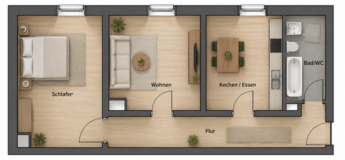 Foto - Wohnung zum Mieten in Mannheim 700,00 € 47 m²