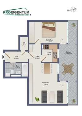 Foto - Wohnung zum Mieten in München 1.290,00 € 61.8 m²