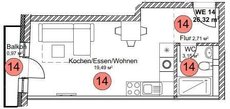 Foto - Wohnung zum Kaufen in Pfullendorf 132.000,00 € 31.35 m²