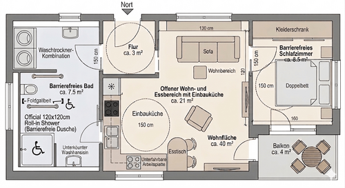 Foto - Wohnung zum Kaufen in Niestetal 180.000,00 € 40 m²
