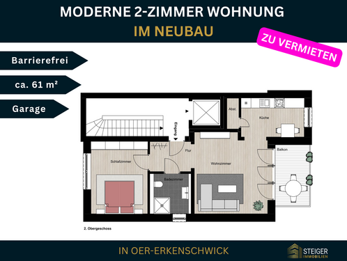 Foto - Wohnung zum Mieten in Oer-Erkenschwick 610,00 € 61 m²