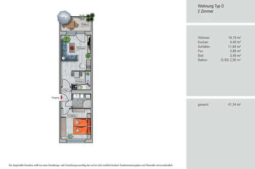 Foto - Wohnung zum Mieten in Chemnitz 340,00 € 42.1 m²