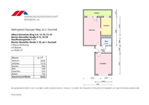 Foto - Wohnung zum Mieten in Bernburg 267,05 € 56.82 m²