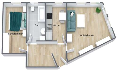 Foto - Wohnung zum Mieten in Chemnitz 280,00 € 59.52 m²