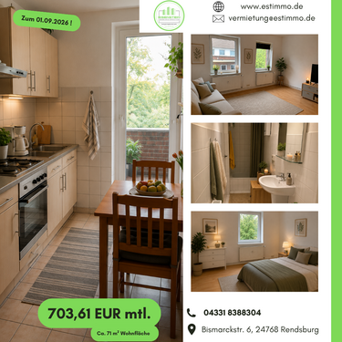 Foto - Wohnung zum Mieten in Rendsburg 703,61 € 71 m²
