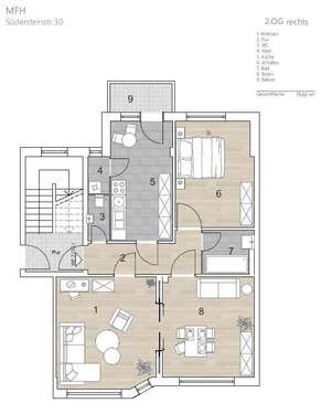 Foto - Wohnung zum Mieten in Cuxhaven 697,50 € 77.51 m²