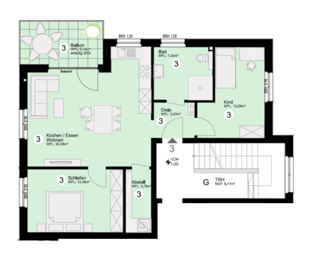 Foto - Wohnung zum Mieten in Delbrück 1.020,00 € 73.76 m²