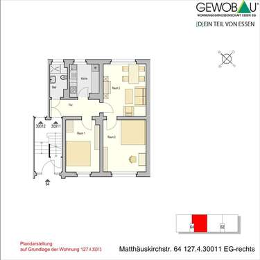 Foto - Wohnung zum Mieten in Essen 385,00 € 54.98 m²