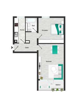 Foto - Wohnung zum Mieten in München 991,88 € 54.8 m²