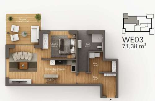 Foto - Wohnung zum Mieten in Osnabrück 1.140,00 € 71.38 m²