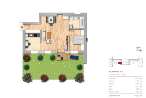 Foto - Wohnung zum Mieten in Berlin 848,00 € 69.6 m²