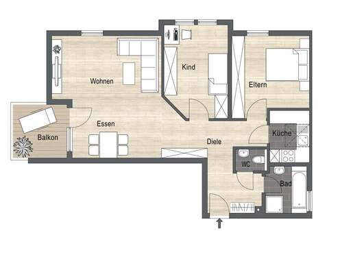 Foto - Wohnung zum Kaufen in Nürtingen 239.000,00 € 76 m²