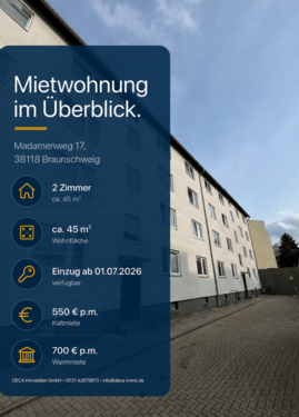 Foto - Wohnung zum Mieten in Braunschweig 550,00 € 45 m²