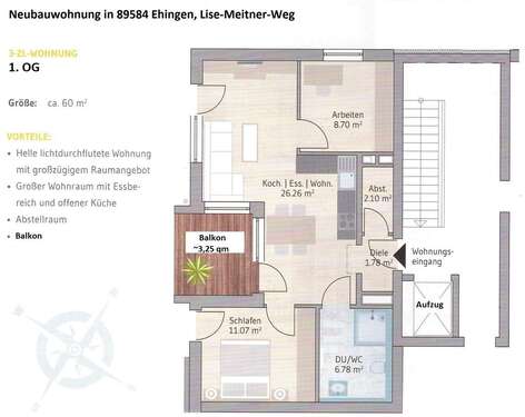 Foto - Wohnung zum Mieten in Ehingen 895,00 € 60 m²