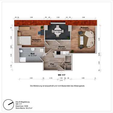 Foto - Wohnung zum Mieten in Magdeburg 560,00 € 55 m²