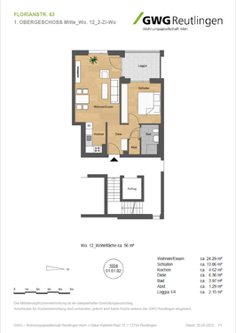 Foto - Wohnung zum Mieten in Metzingen 477,68 € 56 m²
