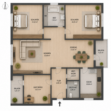 Foto - Wohnung zum Mieten in Schortens 610,00 € 85.91 m²