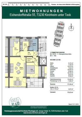 Foto - Wohnung zum Mieten in Kirchheim 750,00 € 75.23 m²