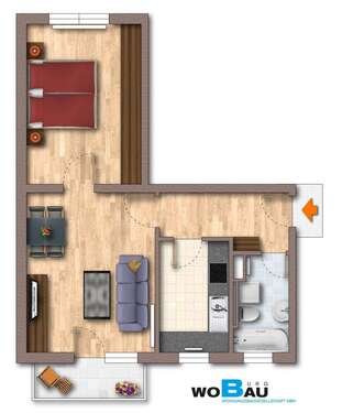 Foto - Wohnung zum Mieten in Burg 347,76 € 49.68 m²