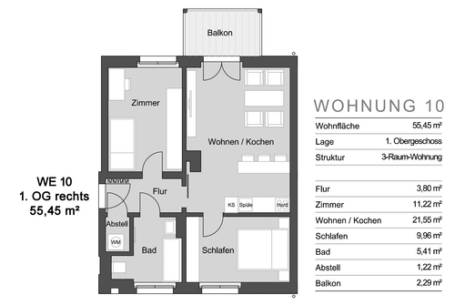 Foto - Wohnung zum Mieten in Böhlen 532,32 € 55.45 m²
