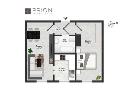 Foto - Wohnung zum Kaufen in Berlin 189.000,00 € 41.49 m²