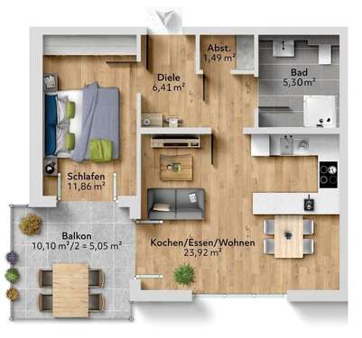 Foto - Wohnung zum Kaufen in Weikersheim 233.409,60 € 54.03 m²