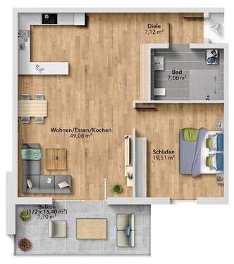 Foto - Wohnung zum Kaufen in Weikersheim 379.722,00 € 90.41 m²