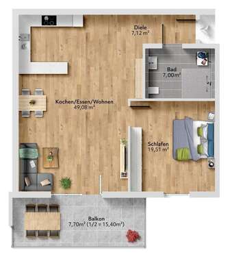 Foto - Wohnung zum Kaufen in Weikersheim 379.722,00 € 90.41 m²