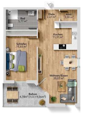 Foto - Wohnung zum Kaufen in Weikersheim 269.438,40 € 62.37 m²