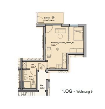 Foto - Wohnung zum Mieten in Augsburg 880,00 € 44 m²