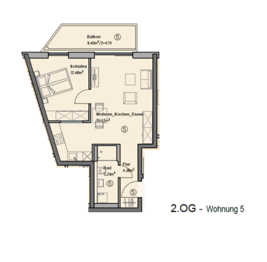 Foto - Wohnung zum Mieten in Augsburg 1.080,00 € 54 m²