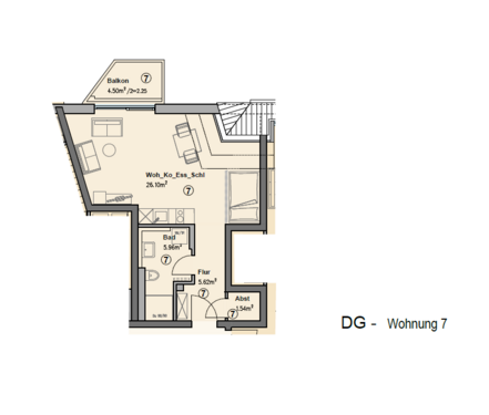 Foto - Wohnung zum Mieten in Augsburg 860,00 € 43 m²