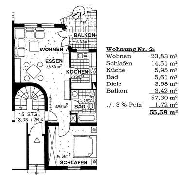 Foto - Wohnung zum Mieten in Biberach-Rissegg 735,00 € 56 m²