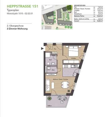 Foto - Wohnung zum Mieten in Reutlingen 539,00 € 57 m²