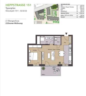 Foto - Wohnung zum Mieten in Reutlingen 562,00 € 60 m²