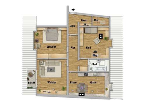 Foto - Wohnung zum Mieten in München Milbertshofen 1.438,84 € 93.9 m²