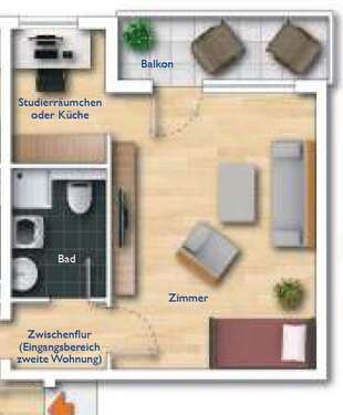 Foto - Wohnung zum Kaufen in Mainz Bretzenheim 169.000,00 € 39.09 m²